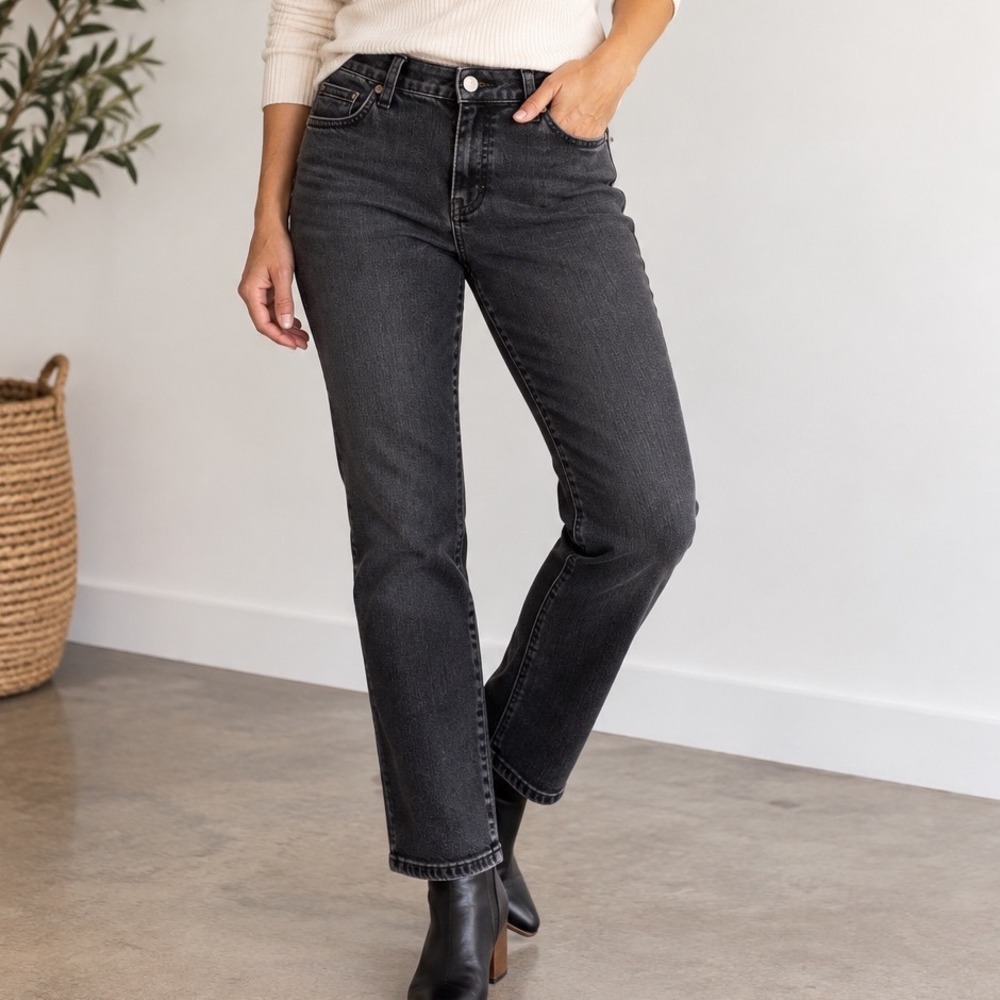 Kut from the Kloth Womens Black Straight Leg Stretch Denim Jeans Size 12